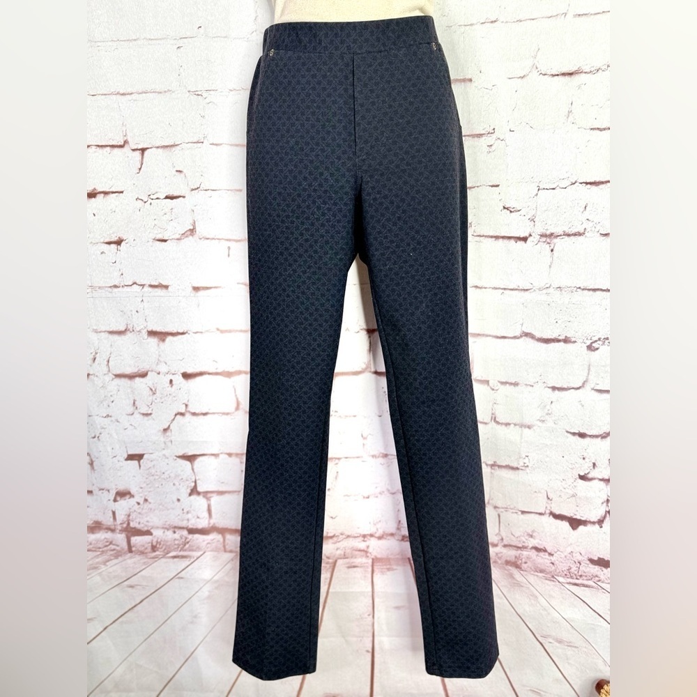 INSIGHT Size 4 Midnight Blue Jacquard 26â Waist Pull On Dress Slacks